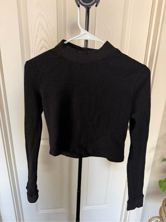 bp Tops - bp Black Ribbed Mock Neck Long Sleeve Top